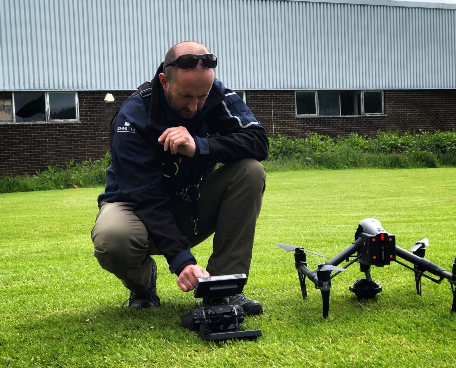 Matt Harmsworth setting up a drone before a commercial flight